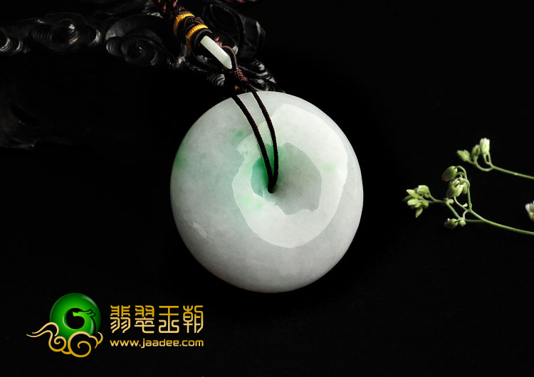 糯冰种飘翠缅甸翡翠A货平安扣挂件