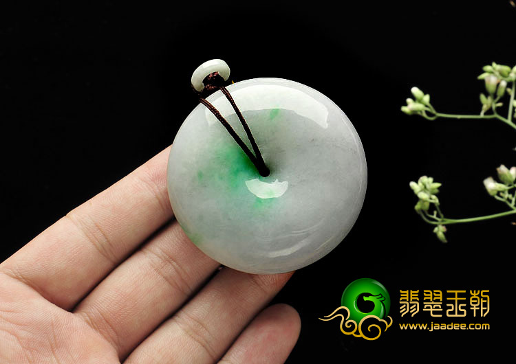 糯冰种飘翠缅甸翡翠A货平安扣挂件