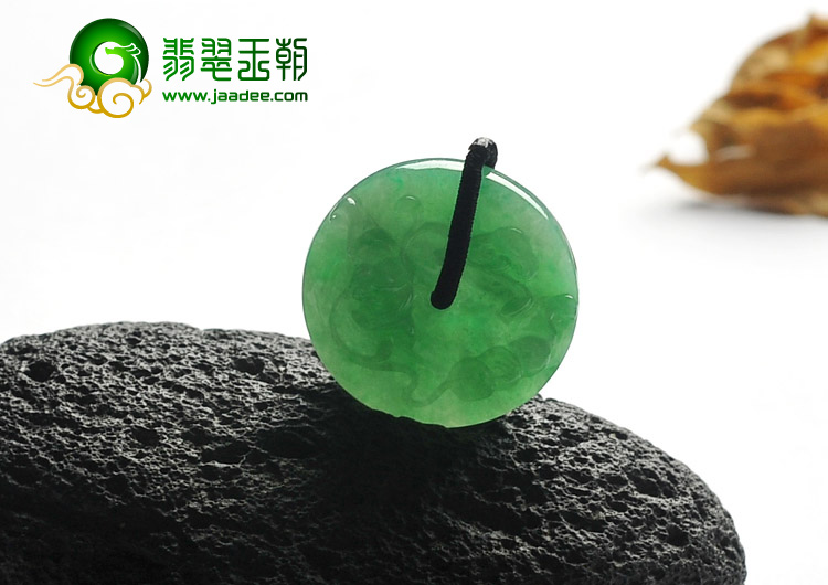 糯冰种翠色缅甸翡翠A货平安扣挂件