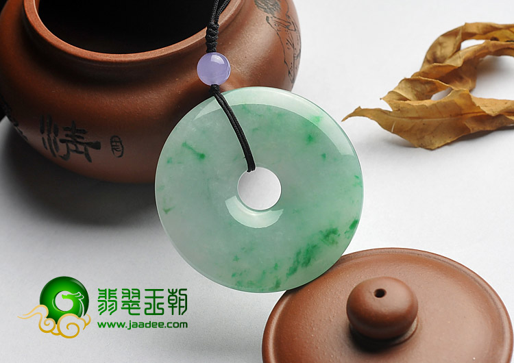 糯冰种飘翠缅甸翡翠A货平安扣挂件