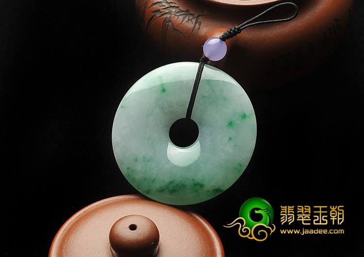 糯冰种飘翠缅甸翡翠A货平安扣挂件