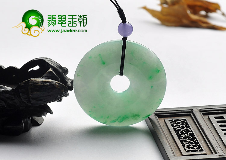 糯冰种飘翠缅甸翡翠A货平安扣挂件