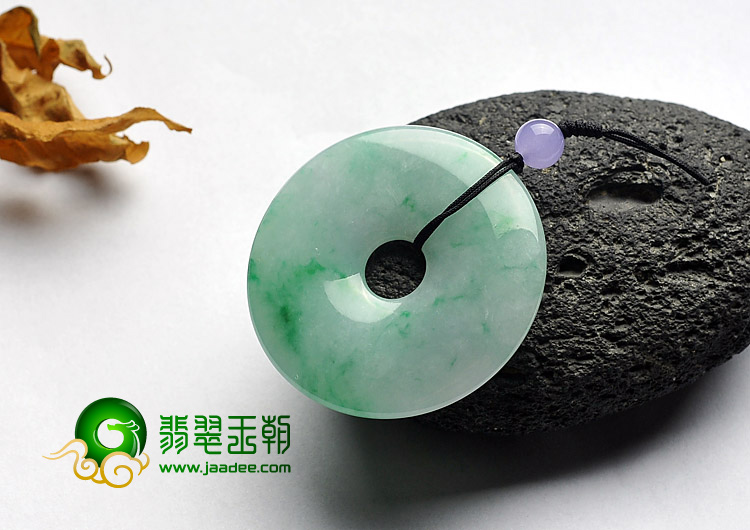 糯冰种飘翠缅甸翡翠A货平安扣挂件
