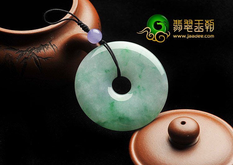 糯冰种飘翠缅甸翡翠A货平安扣挂件