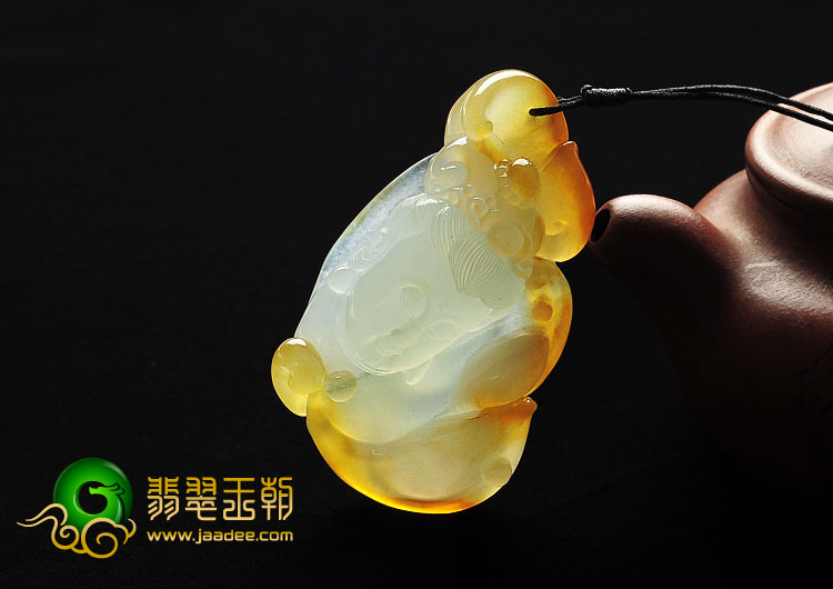 冰种褐黄翡略飘花缅甸翡翠A货观音挂件