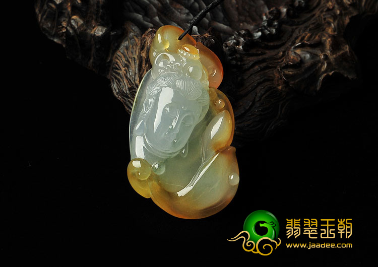 冰种褐黄翡略飘花缅甸翡翠A货观音挂件