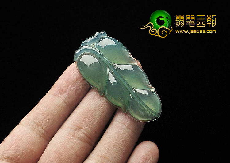 冰种晴水缅甸翡翠A货叶子挂件
