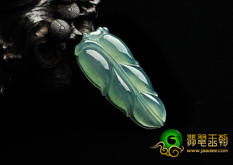 冰种晴水缅甸翡翠A货叶子挂件