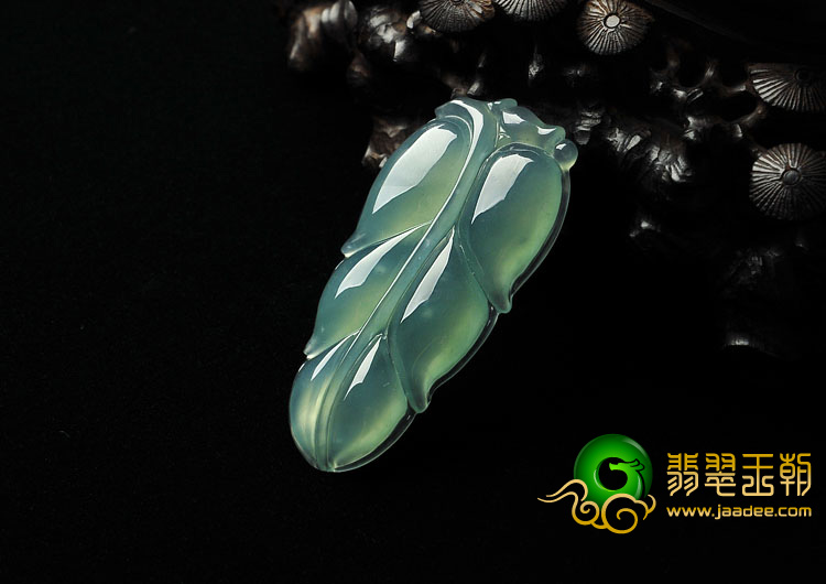冰种晴水缅甸翡翠A货叶子挂件