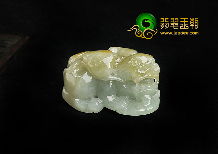 糯冰种飘黄翡缅甸翡翠A货貔貅挂件