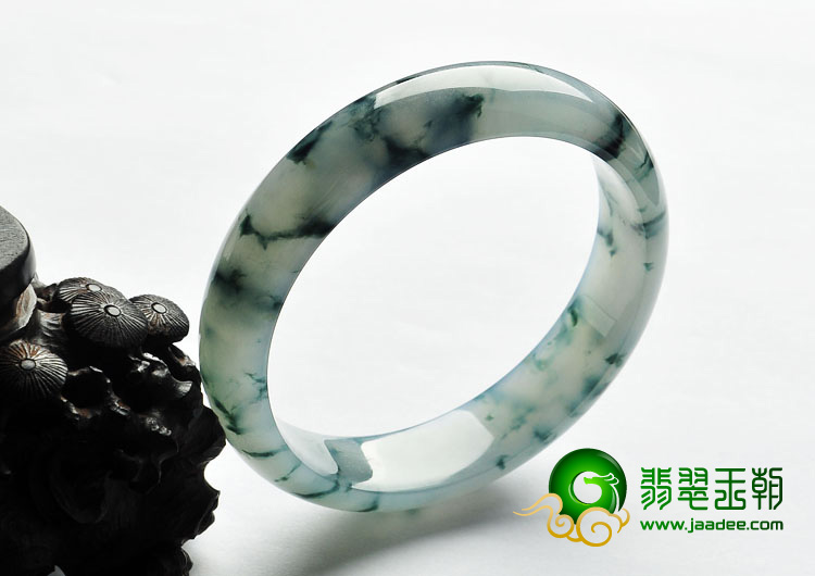 冰种飘花缅甸翡翠A货手镯（61mm）