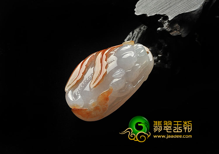 冰种红黄翡缅甸翡翠A货貔貅挂件