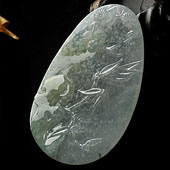 冰种晴水略带黄翡缅甸翡翠A货岁寒三友挂件