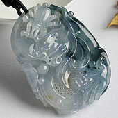 冰种飘花缅甸翡翠A货龙行如意挂件