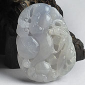 糯冰种淡紫罗兰缅甸翡翠A货螭龙如意挂件