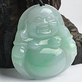 糯冰种翠色缅甸翡翠A货玉佛挂件