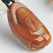 糯冰种红黄翡缅甸翡翠A货释迦牟尼挂件