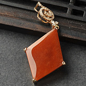 糯冰种红黄翡缅甸翡翠A货镶玫瑰金胸坠（真钻）