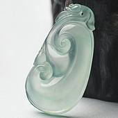 冰玻种晴水缅甸翡翠A货如意挂件