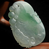 冰种飘翠缅甸翡翠A货福寿如意挂件