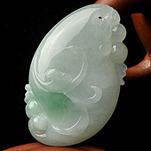 糯冰种飘翠缅甸翡翠A货如意挂件