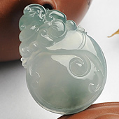 冰种晴水飘花缅甸翡翠A货如意挂件