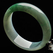 糯冰种飘翠缅甸翡翠A货手镯（58.7mm）