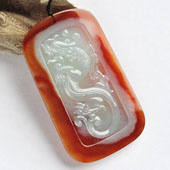糯冰种褐红翡缅甸翡翠A货龙牌挂件