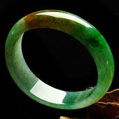 冰种黄加绿缅甸翡翠A货贵妃镯（56.8mm-51.1mm）