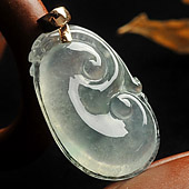 冰种晴水缅甸翡翠A货如意挂件