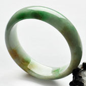 糯冰种黄加绿缅甸翡翠A货手镯（56.7mm）
