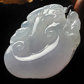 冰种紫罗兰缅甸翡翠A货龙行如意挂件