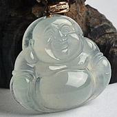 冰种晴水缅甸翡翠A货玉佛挂件