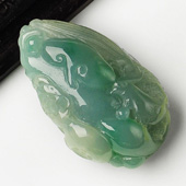 糯冰种飘花缅甸翡翠A货花开富贵挂件