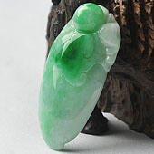 糯冰种翠色缅甸翡翠A货福瓜挂件