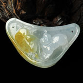 冰种晴水黄翡缅甸翡翠A货如意寿挂件