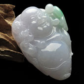 糯冰种春带彩缅甸翡翠A货玉佛挂件