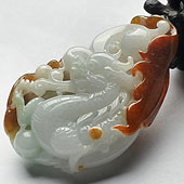 糯冰种褐红黄翡缅甸翡翠A货龙行如意挂件