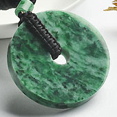 细糯种浓绿缅甸翡翠A货平安扣挂件