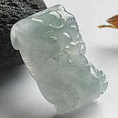 冰种晴水缅甸翡翠A货龙头挂件