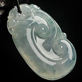 冰种飘花缅甸翡翠A货如意挂件