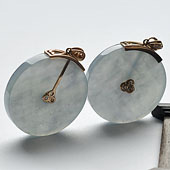 冰种紫罗兰缅甸翡翠A货镶玫瑰金平安扣胸坠（真钻）（单价）