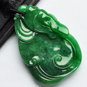 糯冰种菠菜绿缅甸翡翠A货福寿如意挂件