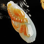 糯冰种褐黄翡缅甸翡翠A货福瓜挂件