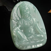 冰种晴水缅甸翡翠A货观音挂件