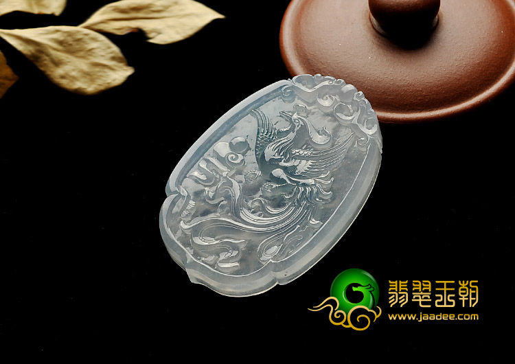 冰种飘花缅甸翡翠A货龙凤牌挂件