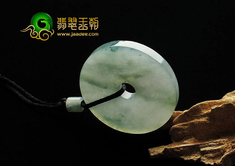 冰种飘花缅甸翡翠A货平安扣挂件
