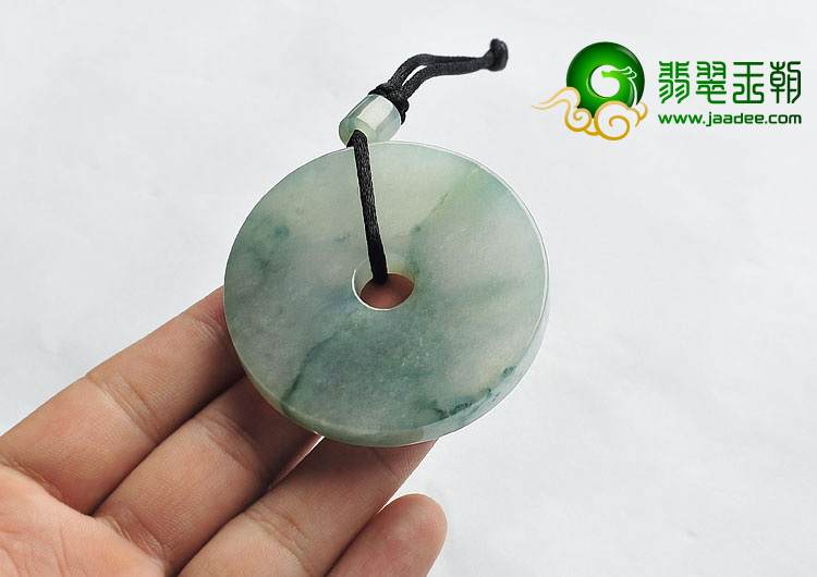 冰种飘花缅甸翡翠A货平安扣挂件