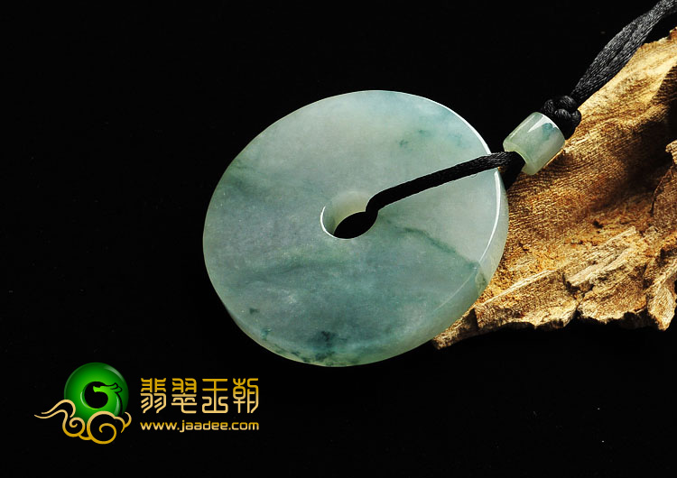 冰种飘花缅甸翡翠A货平安扣挂件