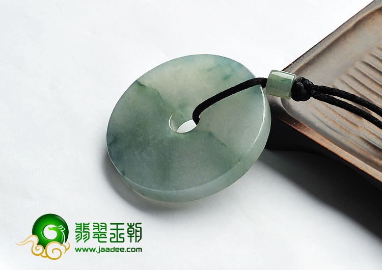 冰种飘花缅甸翡翠A货平安扣挂件
